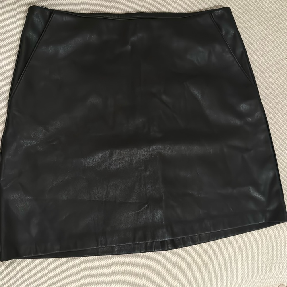Black faux leather mini skirt by pull n bear